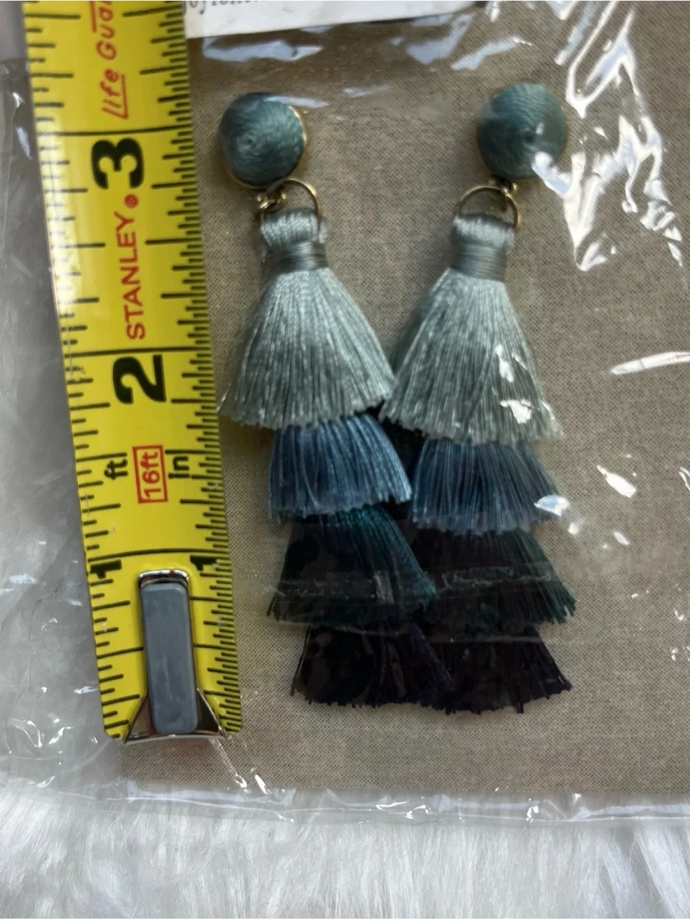 Joyfolie Cascade Earring Blue Ombré Tiered Tassel Dangle Earrings Boho